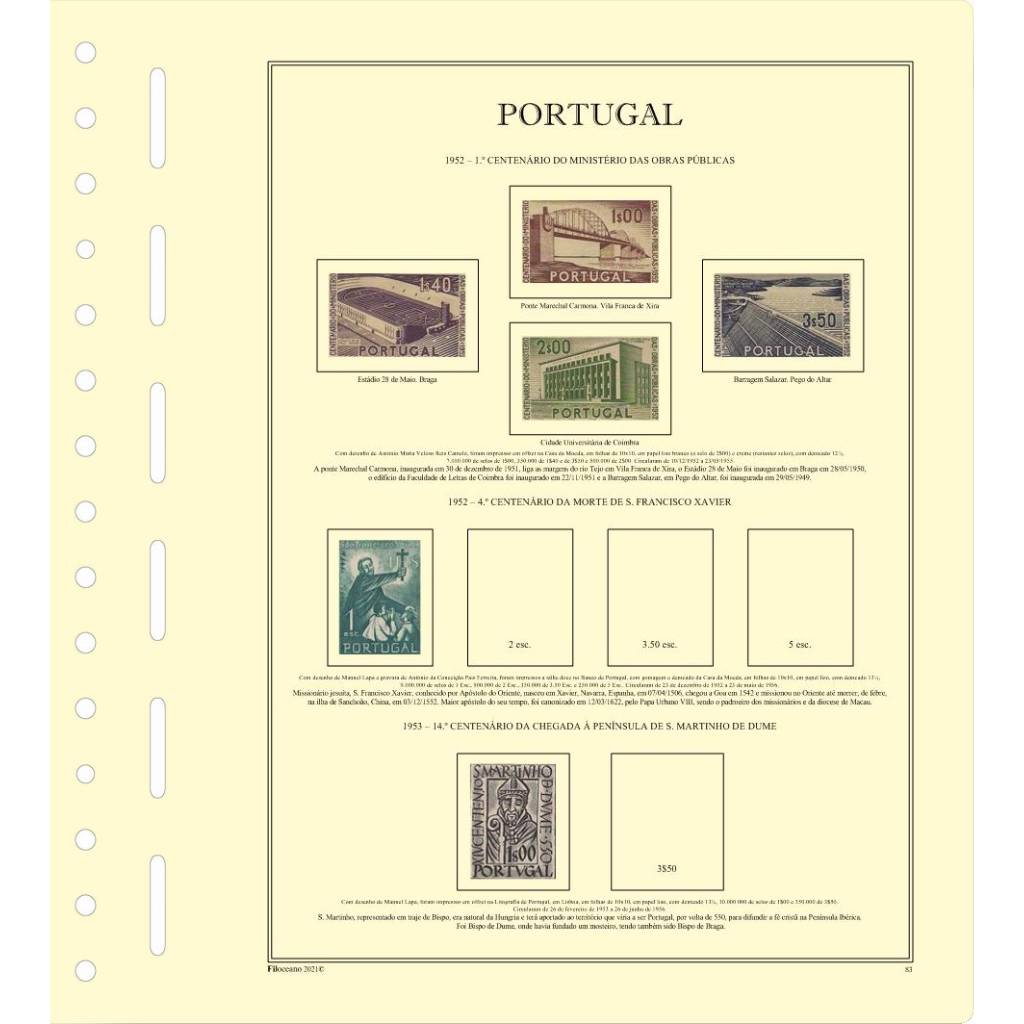 CONJUNTO DE FOLHAS DE PORTUGAL (1946-1974), VERSÃO COM TIRAS PROTETORAS