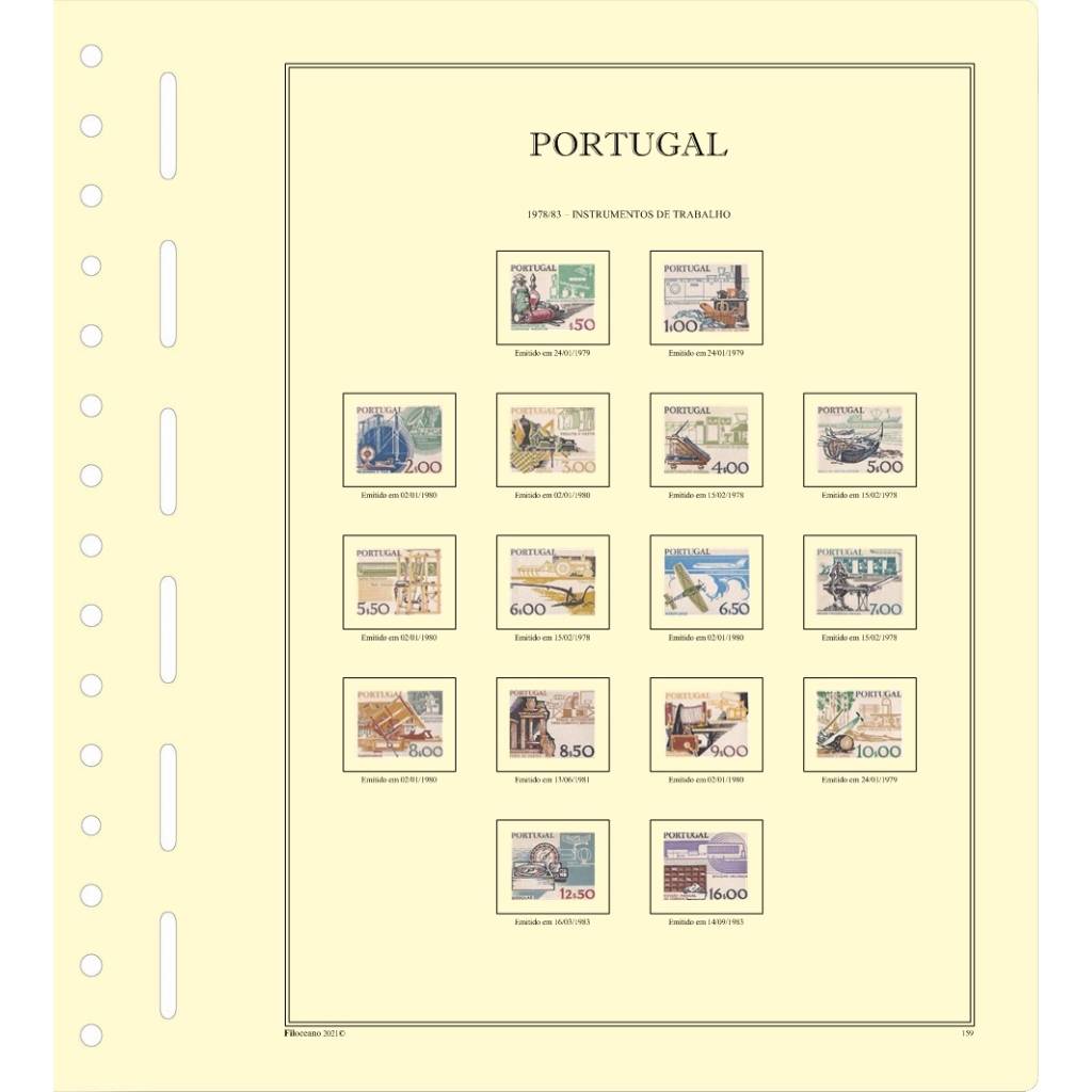 CONJUNTO DE FOLHAS DE PORTUGAL (1975-1982), VERSÃO COM TIRAS PROTETORAS
