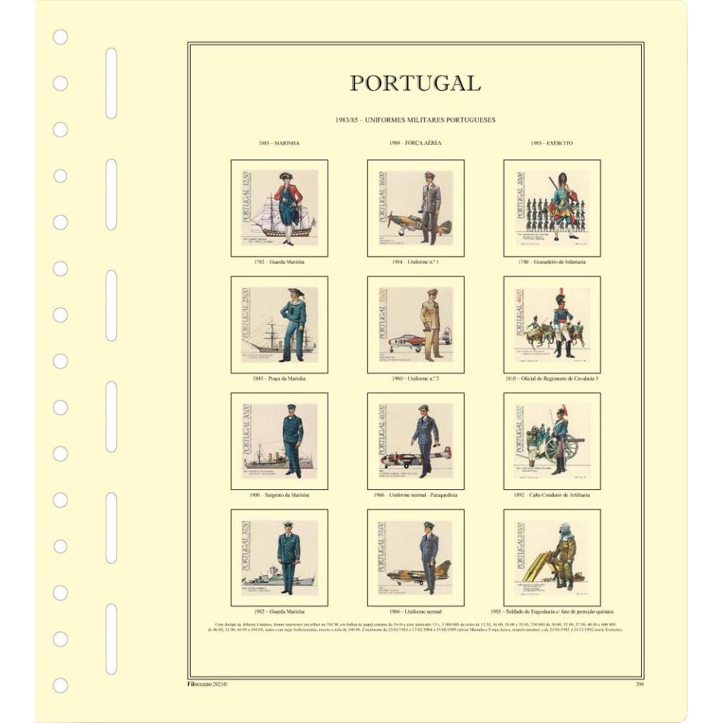 CONJUNTO DE FOLHAS DE PORTUGAL (1983-1990), VERSÃO COM TIRAS PROTETORAS