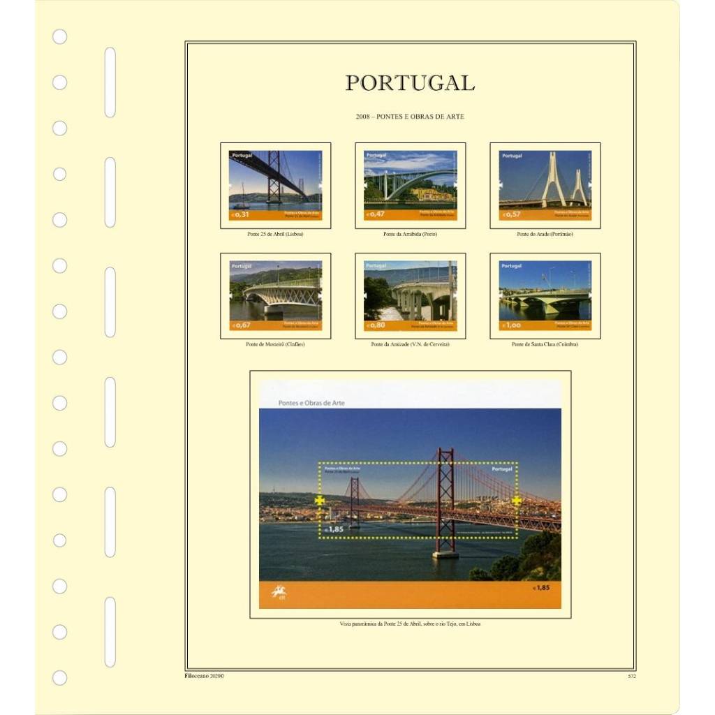 CONJUNTO DE FOLHAS DE PORTUGAL (2007-2009), VERSÃO COM TIRAS PROTETORAS