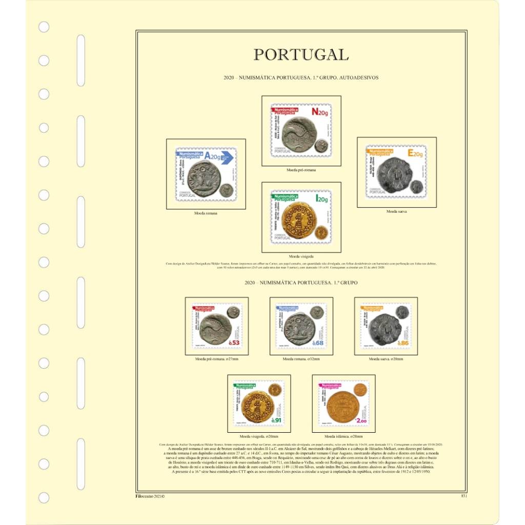 CONJUNTO DE FOLHAS DE PORTUGAL (2018-2020), VERSÃO COM TIRAS PROTETORAS