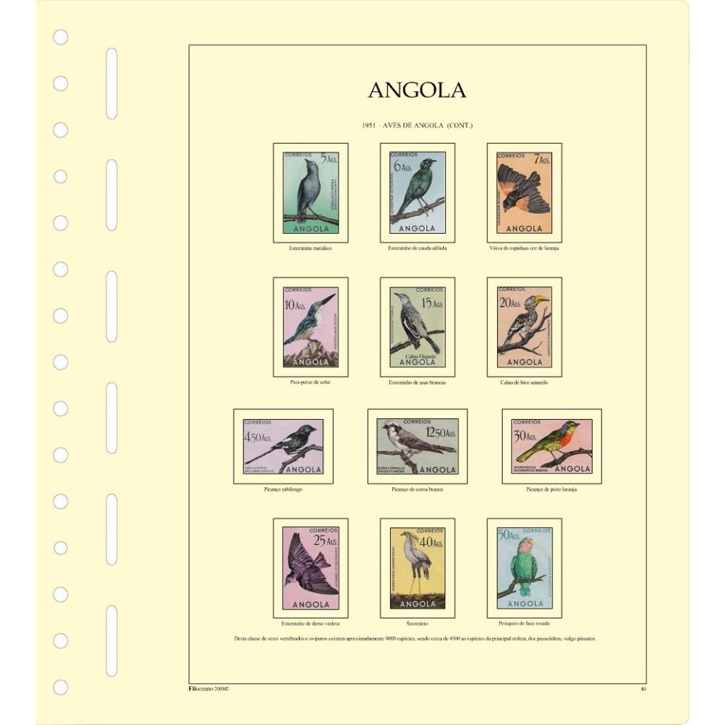 CONJUNTO COMPLETO DE FOLHAS DE ANGOLA - VERSÃO COM TIRAS PROTETORAS