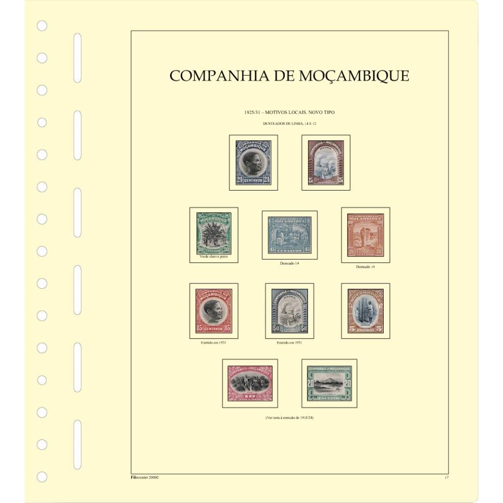 CONJUNTO COMPLETO DE FOLHAS DE MOÇAMBIQUE II - VERSÃO COM TIRAS PROTETORAS