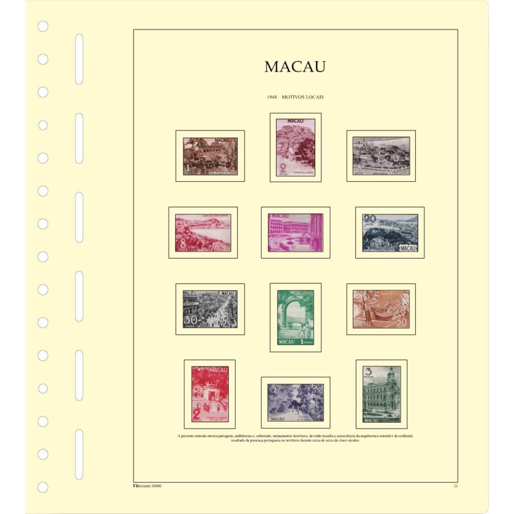CONJUNTO COMPLETO DE FOLHAS DE MACAU (1884-1976), VERSÃO COM TIRAS PROTETORAS