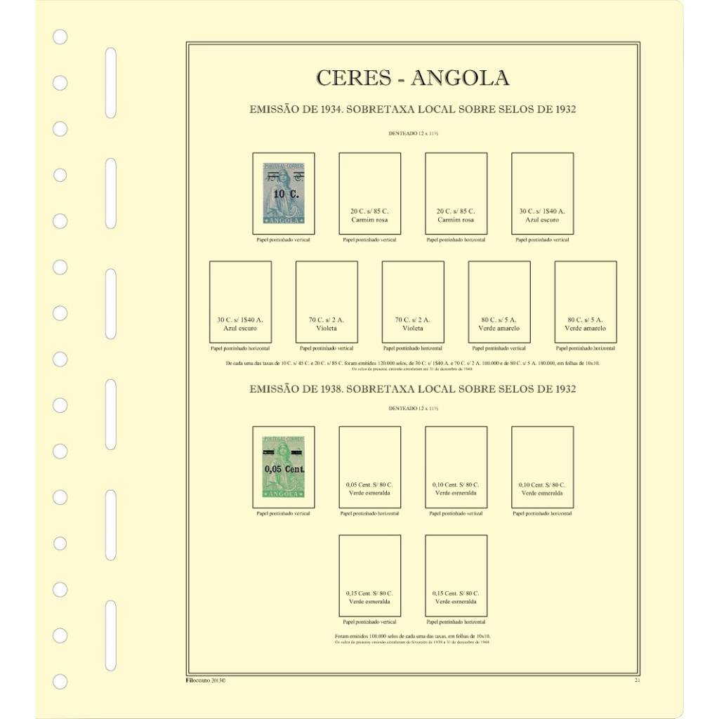 ÁLBUM ESPECIALIZADO DAS EMISSÕES CERES DO ULTRAMAR, EM 3 VOLUMES. VERSÃO COM TIRAS PROTETORAS