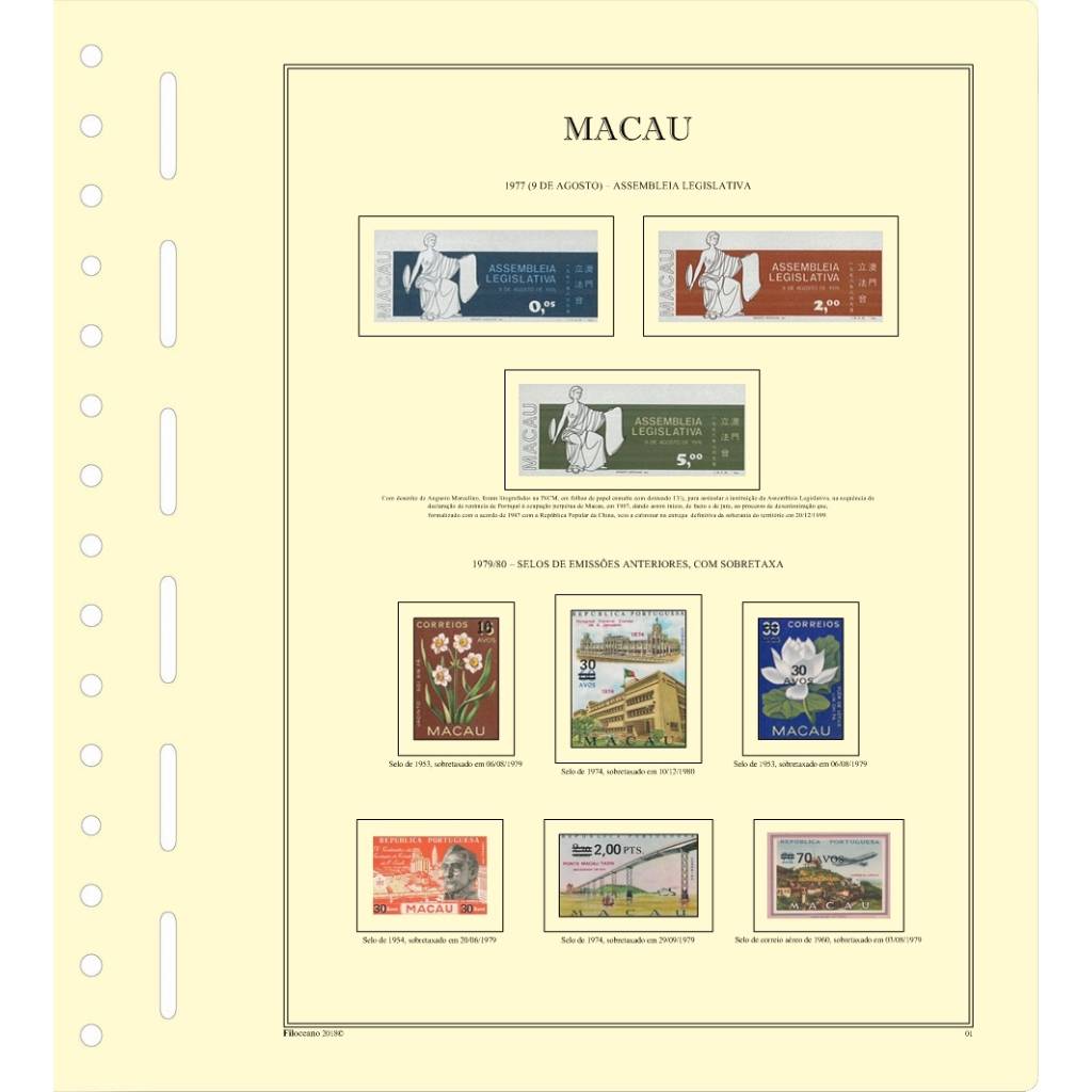 CONJUNTO DE FOLHAS DE MACAU TRANSIÇÃO (1977-1999), VOL. I E II, VERSÃO COM TIRAS PROTETORAS